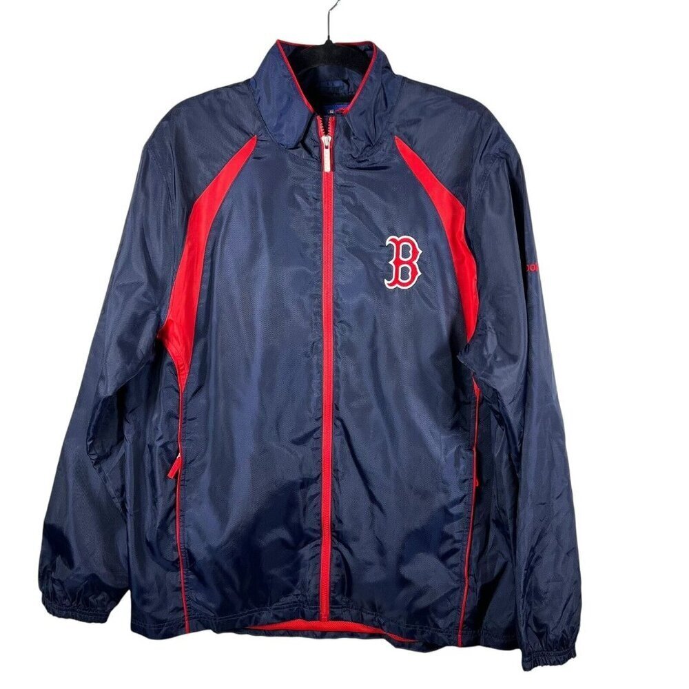 Reebok Red Sox Jacket Mens Size Large Full Zip Blue Windbreaker Baseball Casual‎